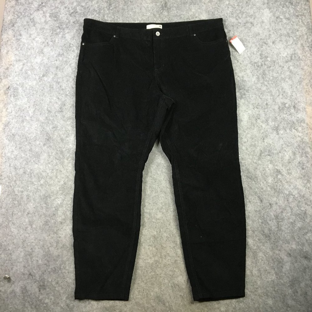 Route 66 Corduroy Pants Womens 36 22 Plus Size Solid Black Mid Rise Ankle Skinny